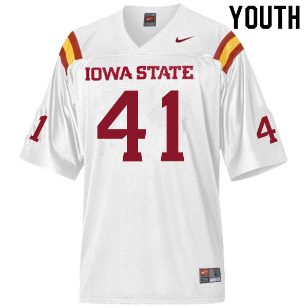 Youth #41 Mason Cassady Iowa State Cyclones College Football Jerseys Sale-White - Click Image to Close